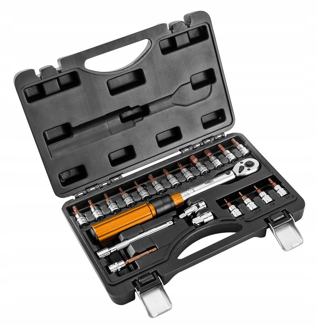 Torque wrench two-way 1/4 5-25Nm set of 21 NEO Manufacturer code 08-821