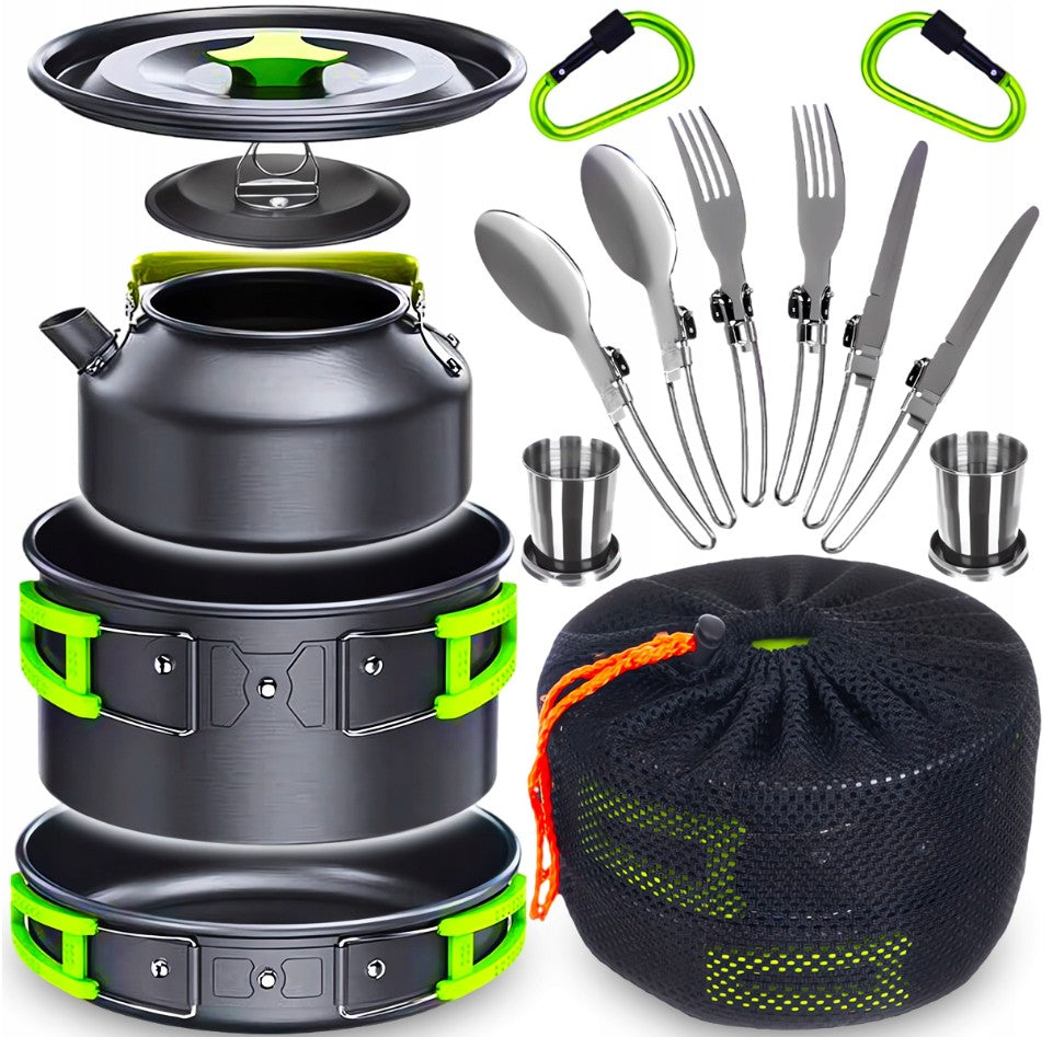 Tourist Dishes 18in1 Large Cutlery Pot Set Folding Survival