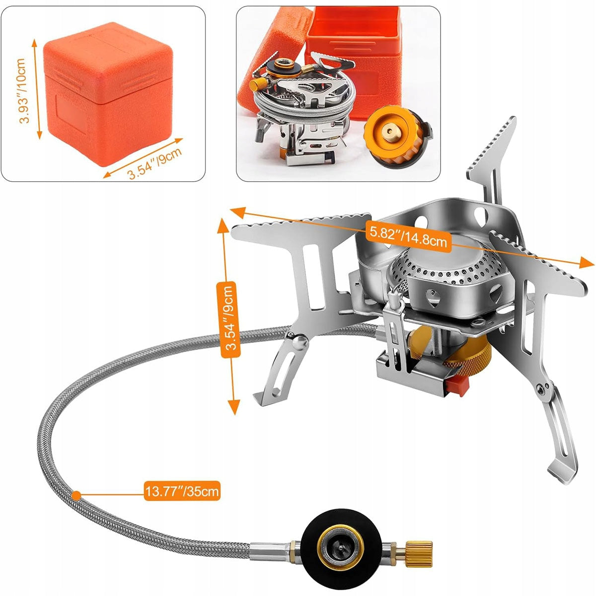 Tourist Gas Stove + Camping Cartridge Burner Adapter + Case Packaging status original