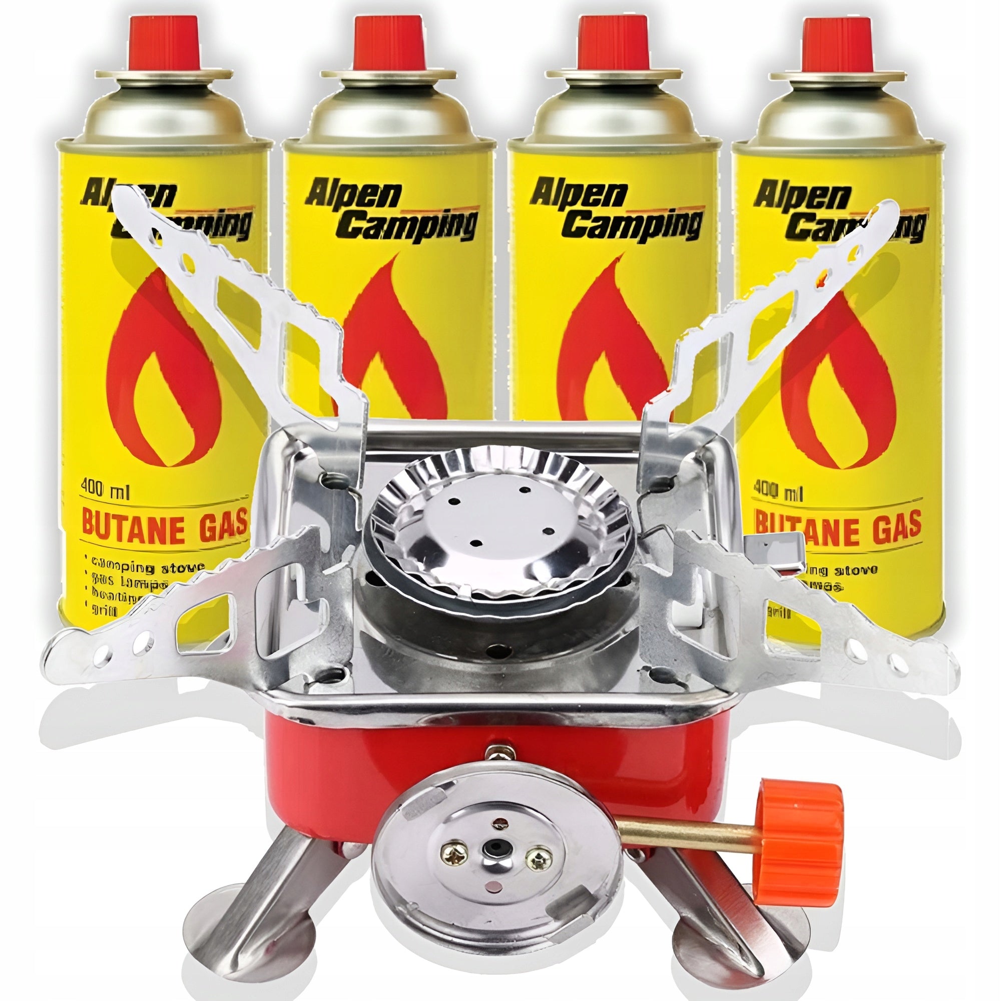 Tourist Gas Stove Folding + 4 Cartridges Gas Strong 2800W Camping