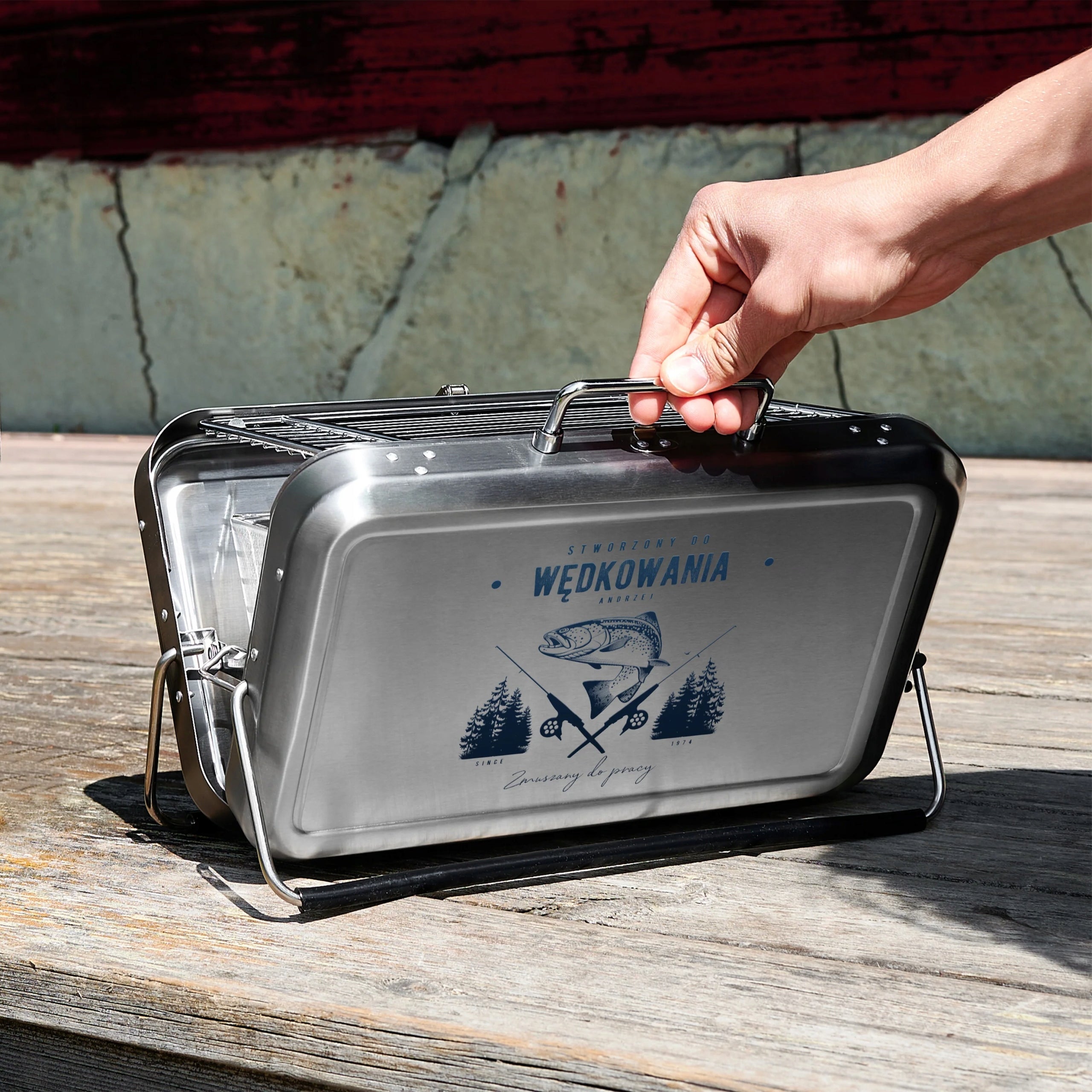 Tourist Grill Gift for Fisherman Fishing Suitcase Portable Packaging status original