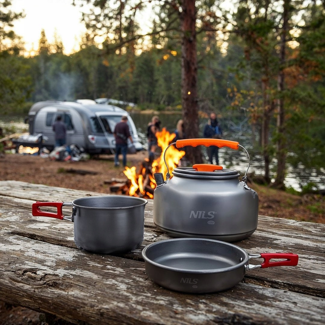 Tourist Kettle With Lid For Camping Travel Tour 1,1 L NILS Color gray