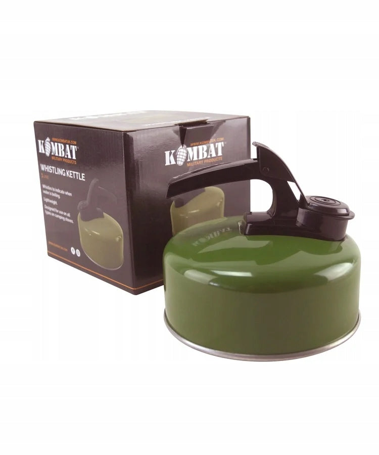 Tourist Kettle with Whistle Aluminum Lightweight 1l Kombat UK Green Olive Brand Kombat UK
