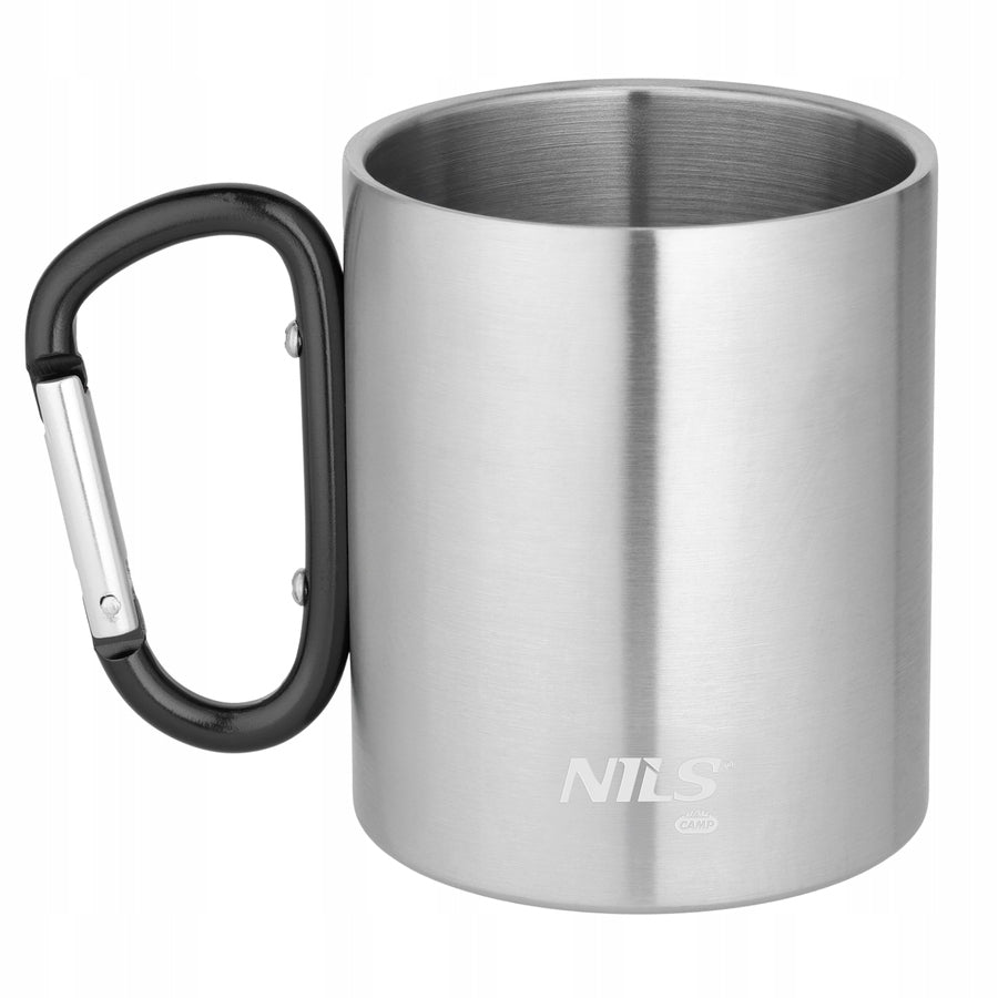 Tourist Mug Steel With Carabiner Travel Camping 300 ml NILS Color silver