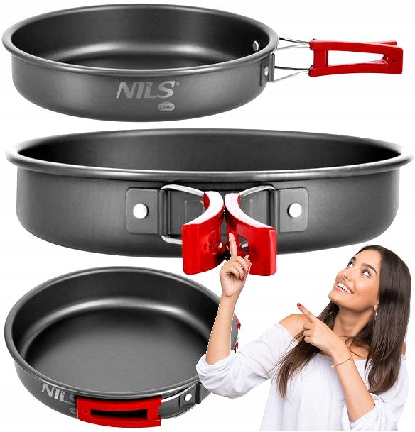 Tourist Pan Folding With Handle Large Spacious Camping NILS CAMP Packaging status original