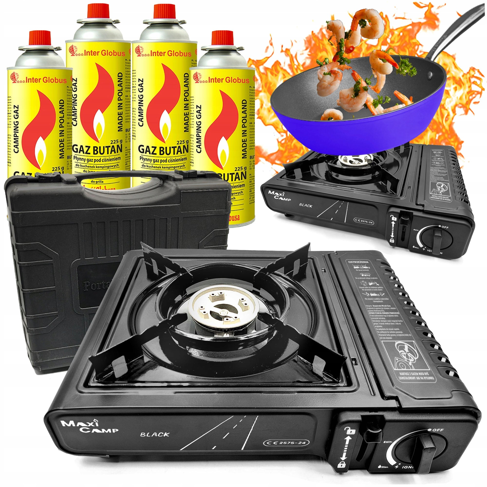 Tourist STOVE GAS Cartridge x4 suitcase CERTIFICATE MaxiCamp