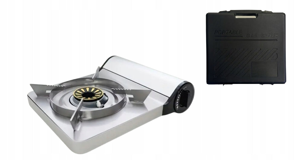 Tourist Stove 1-Burner Plain Silver For Gas Cartridge with Suitcase