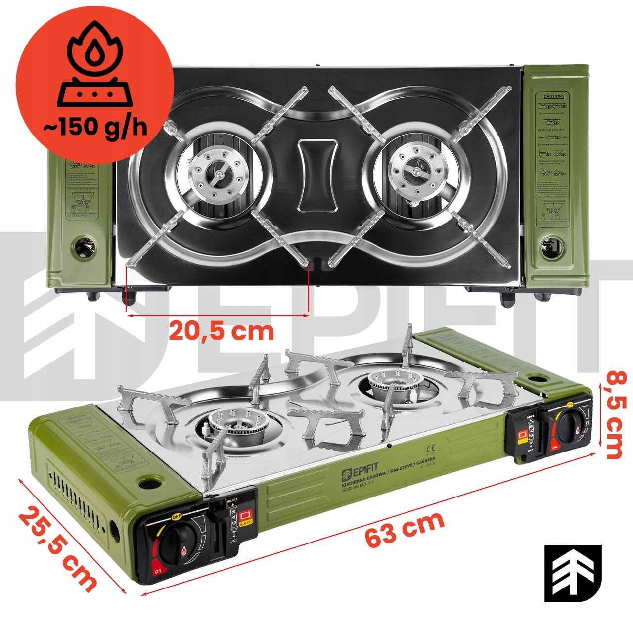Tourist Stove Two-Burner Gas Cartridge Cylinder 2 Burners + Suitcase Manufacturer code 114503