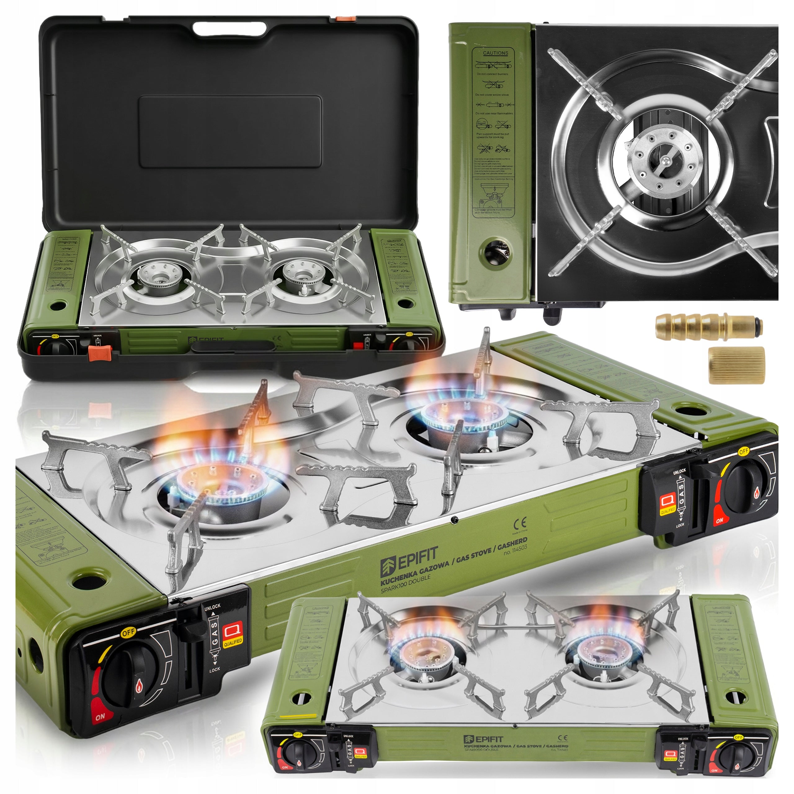 Tourist Stove Two-Burner Gas Cartridge Cylinder 2 Burners + Suitcase Packaging status original