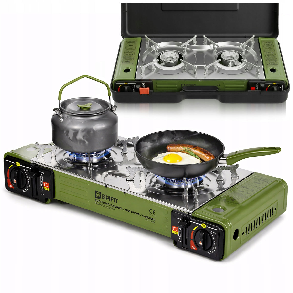 Tourist Stove Two-Burner Gas Cartridge Cylinder 2 Burners + Suitcase