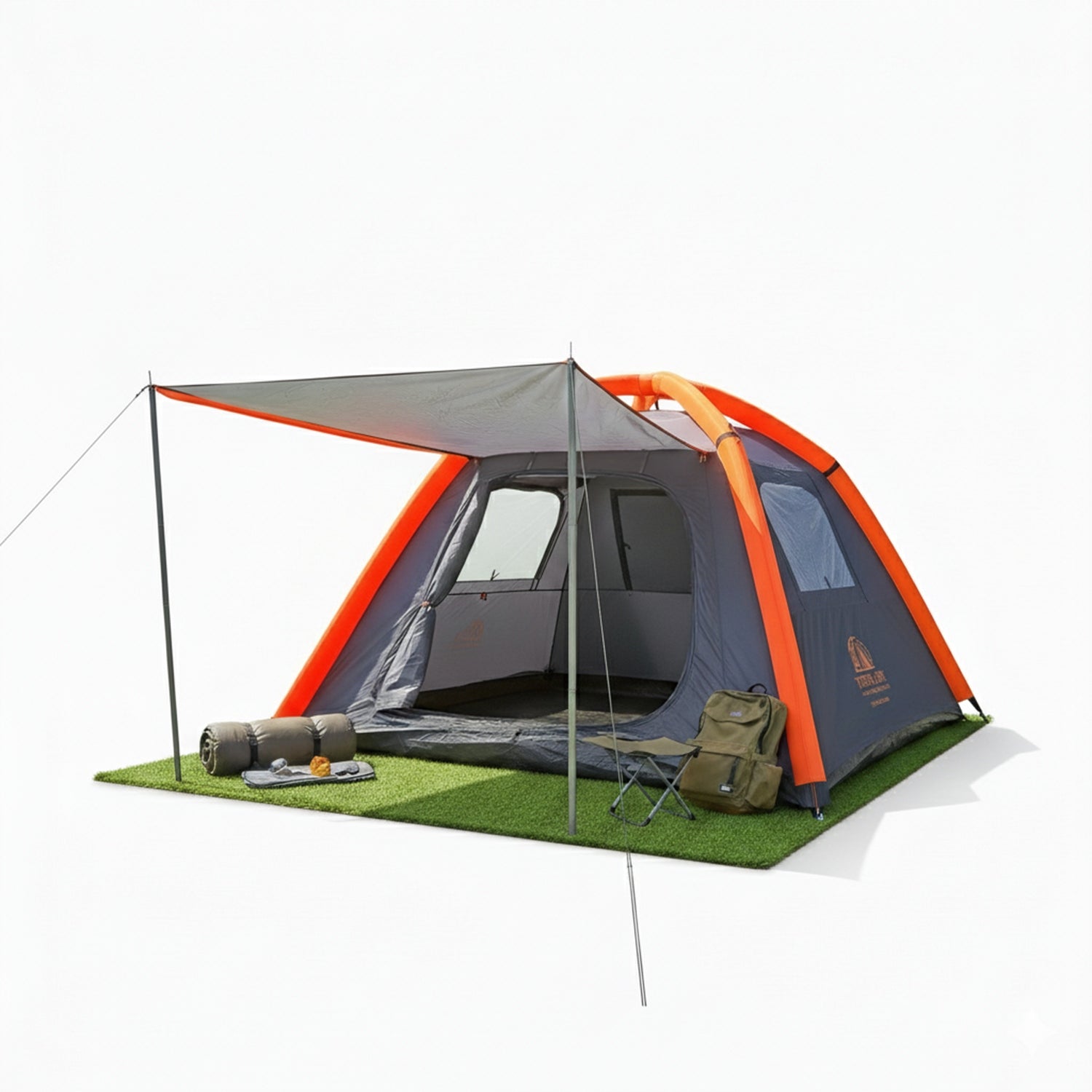 Tourist Tent 3 Person Camping Waterproof Family Pumped Color gray