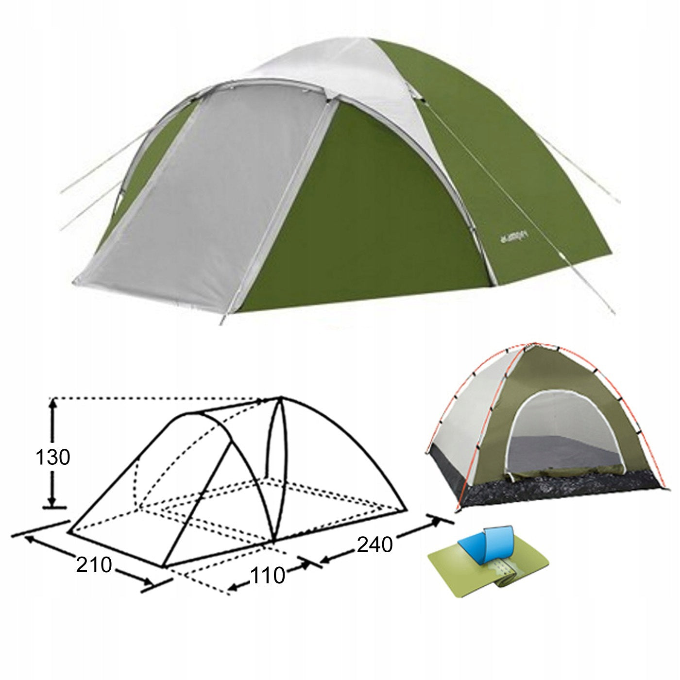 Tourist Tent ACCO 4 Person 3000 mm Tropical Waterproof AbarQs