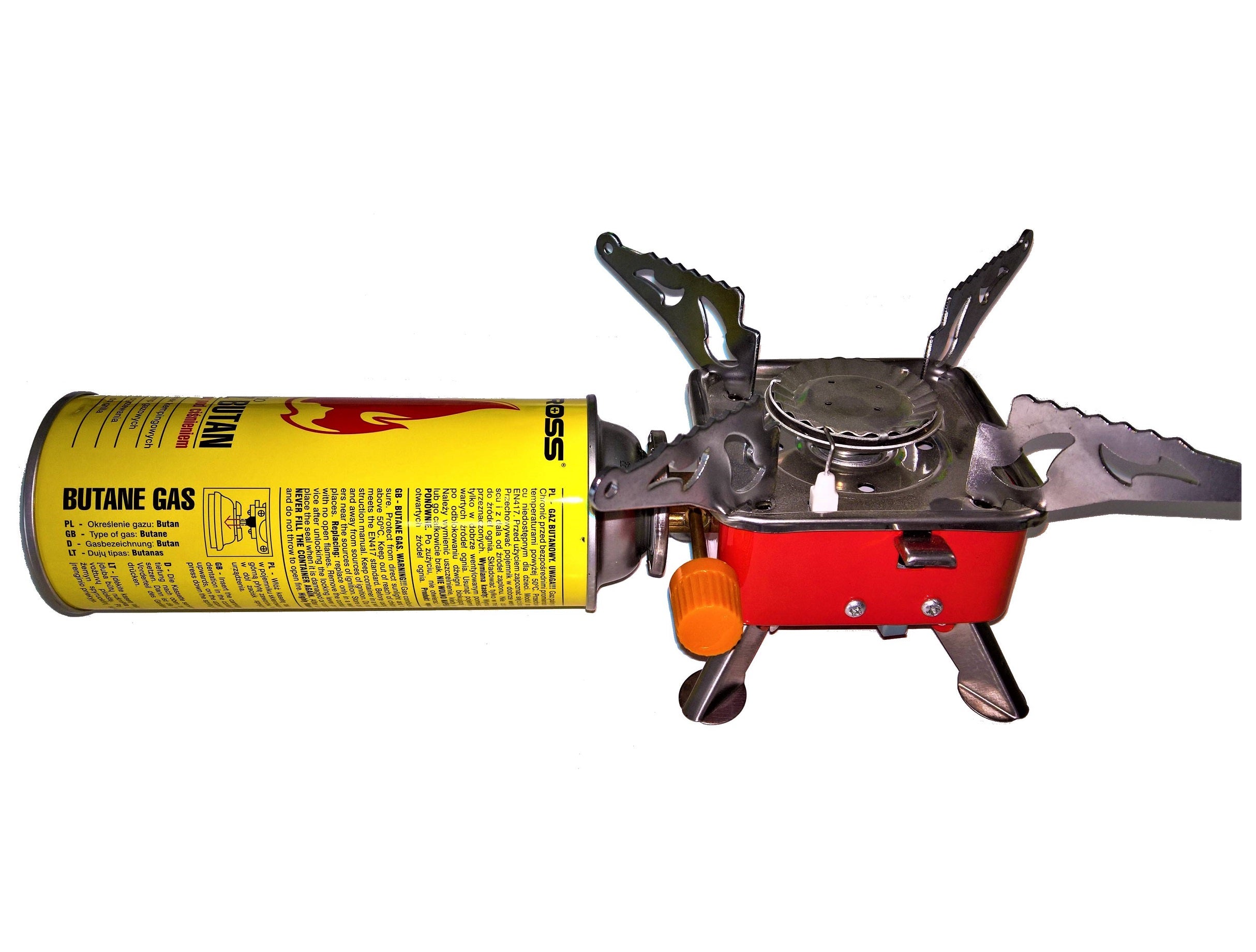Tourist burner with piezo igniter + cartridge