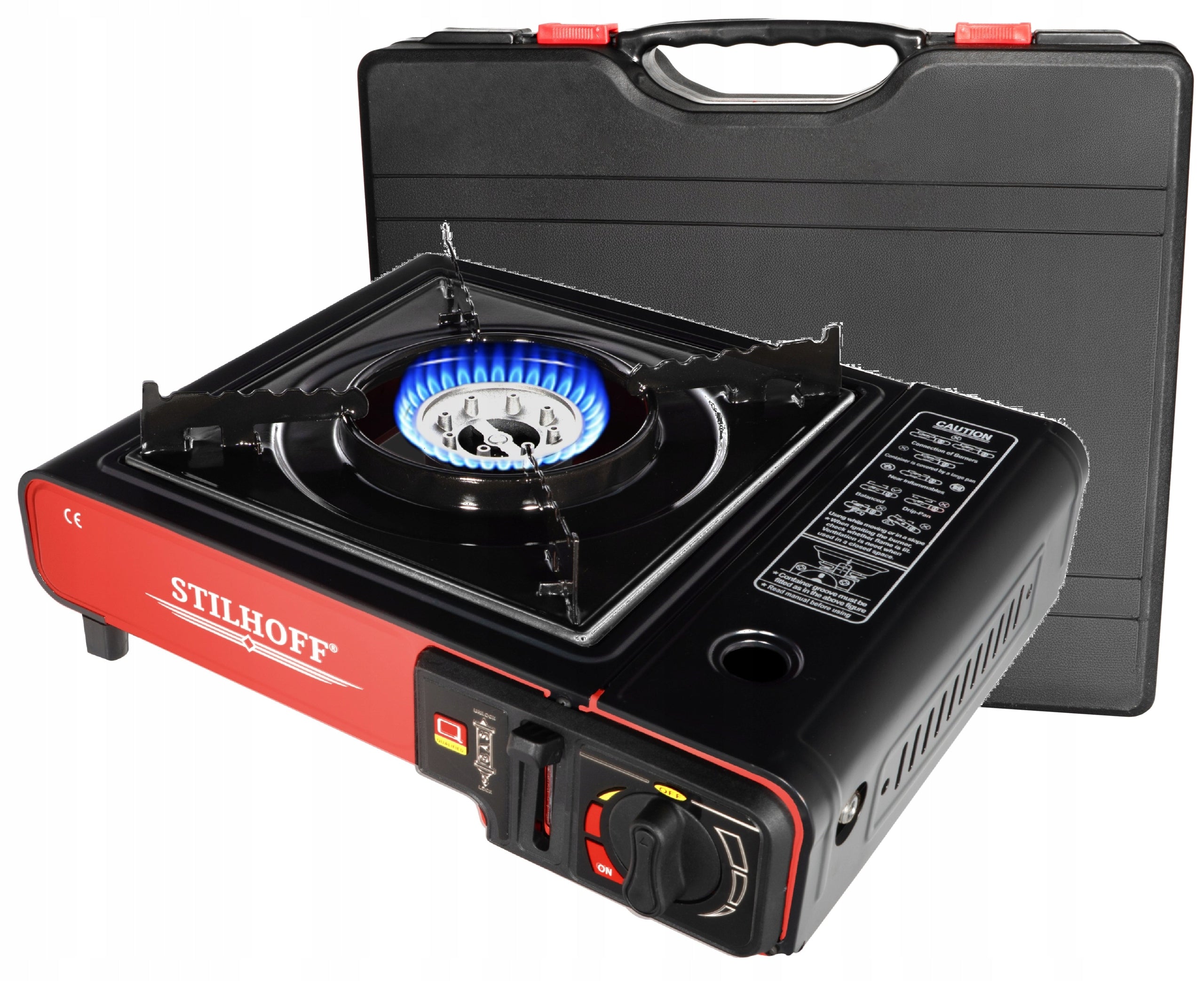 Tourist cooker STILHOFF 1 cartouche burner black red + suitcase