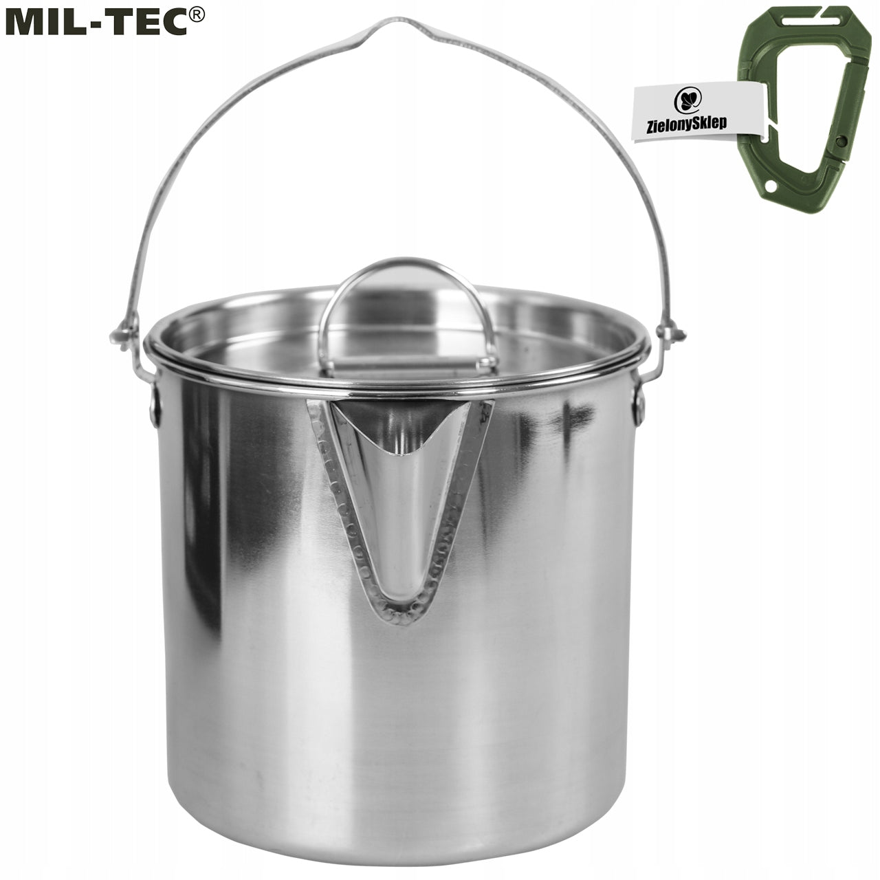Tourist kettle 0,7L Boiler Over Fireplace Mil-Tec Jug steel +GR. Packaging status original
