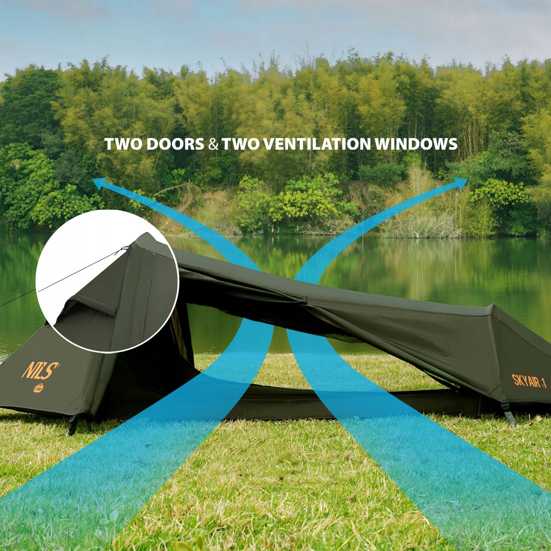 Tourist tent 1-person NC2501 ULTRA light SKYAIR 1 green NILS Packaging status original