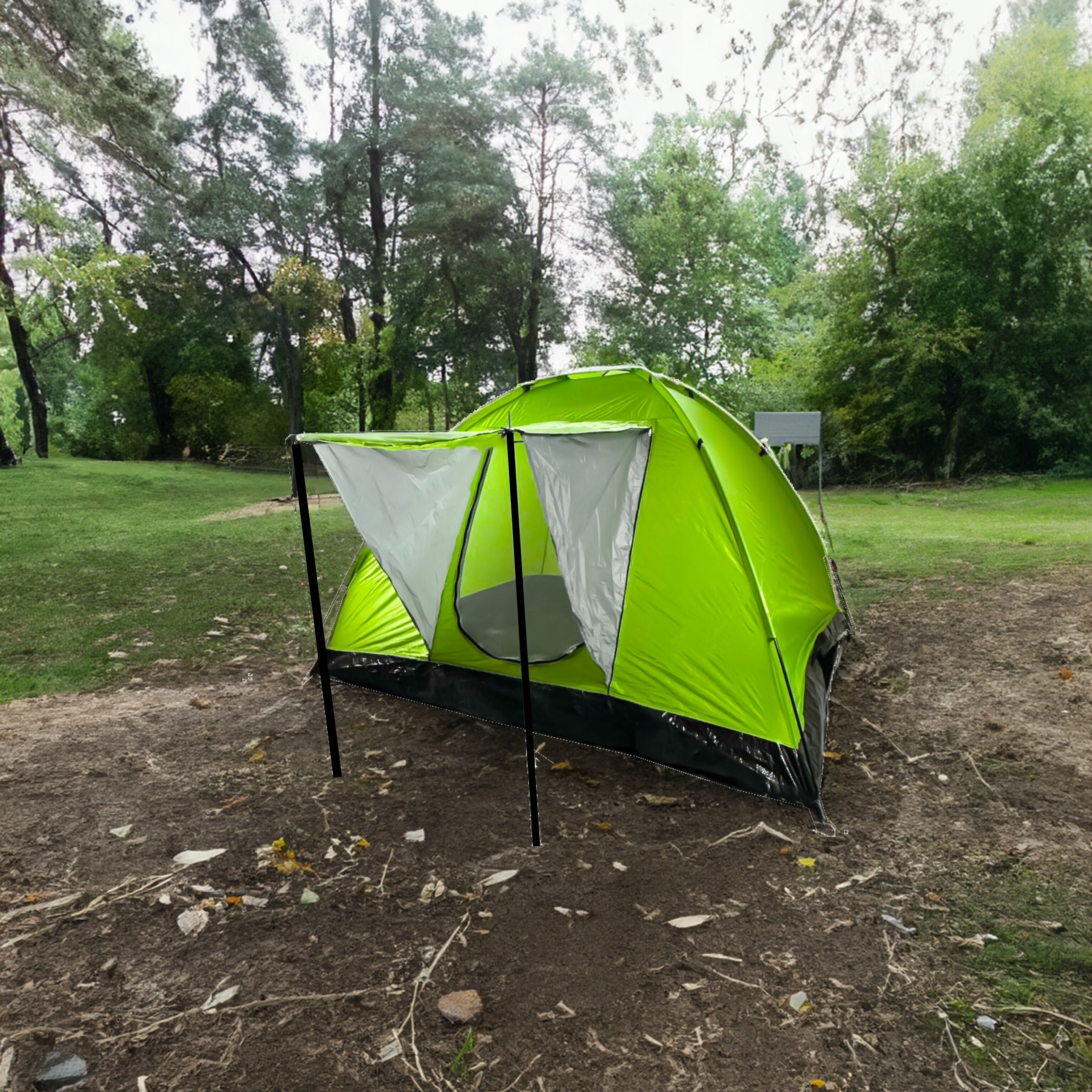 Tourist tent 4MWOOD.CO green for 4 people with vestibule Brand 4MWOOD.CO