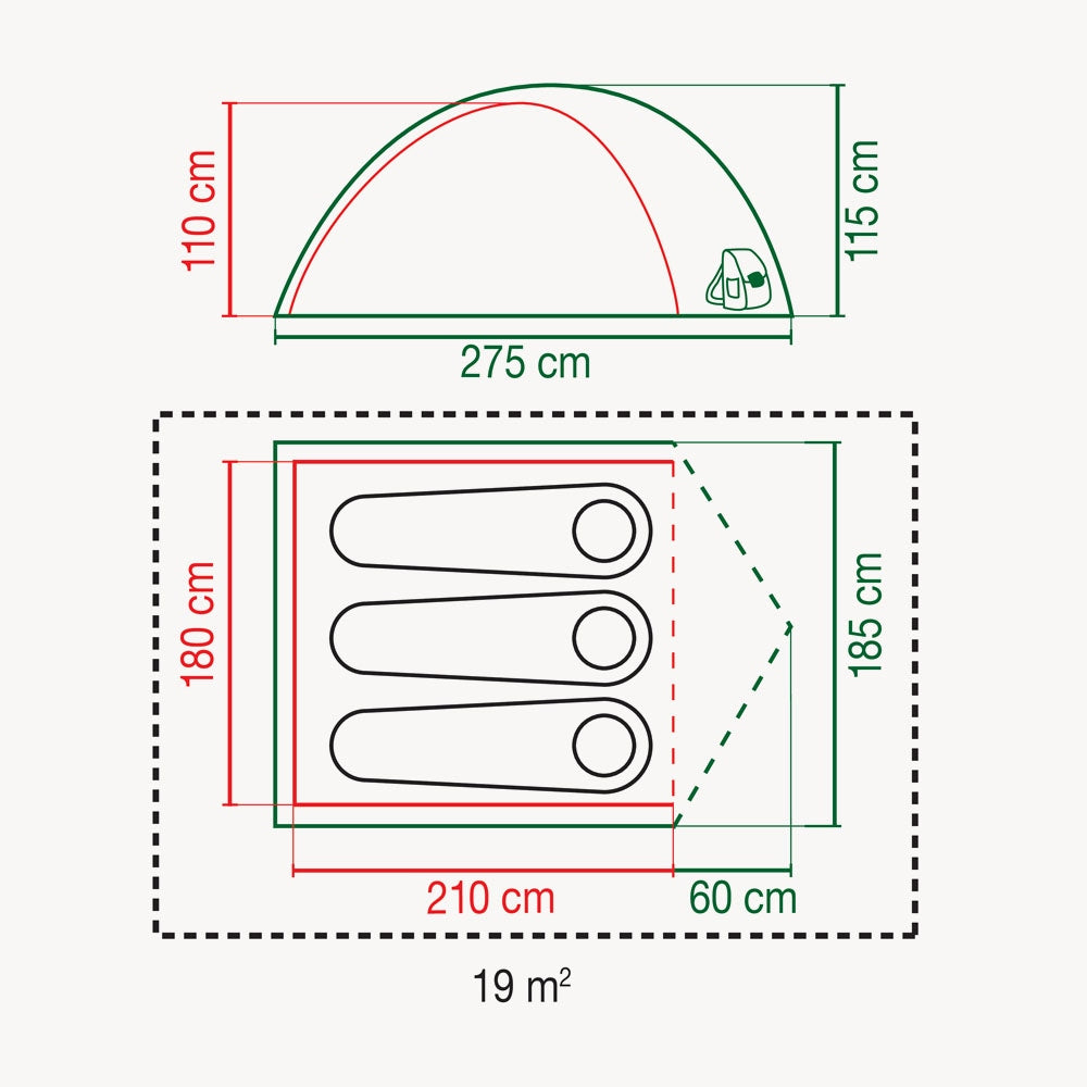 Tourist tent Coleman Darwin 3-person waterproof vestibule light Manufacturer code 2176904