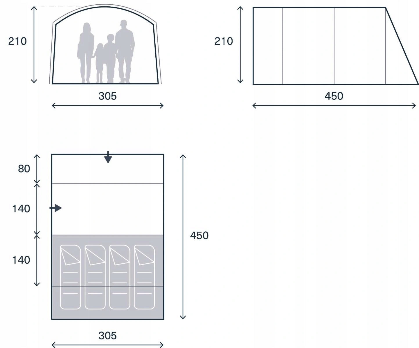 Tourist tent Family camping Kampa Dawlish 4 people Zint. floor Manufacturer code 5056446118163