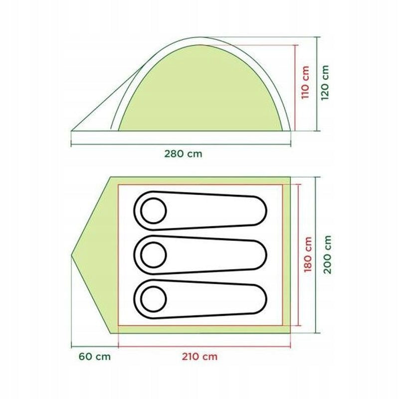 Tourist tent for 3 persons Darwin 3 grey Coleman Color silver