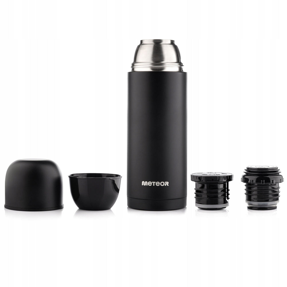 Tourist thermos vacuum steel for coffee tea drink 1l + 2 cups Brand Meteor
