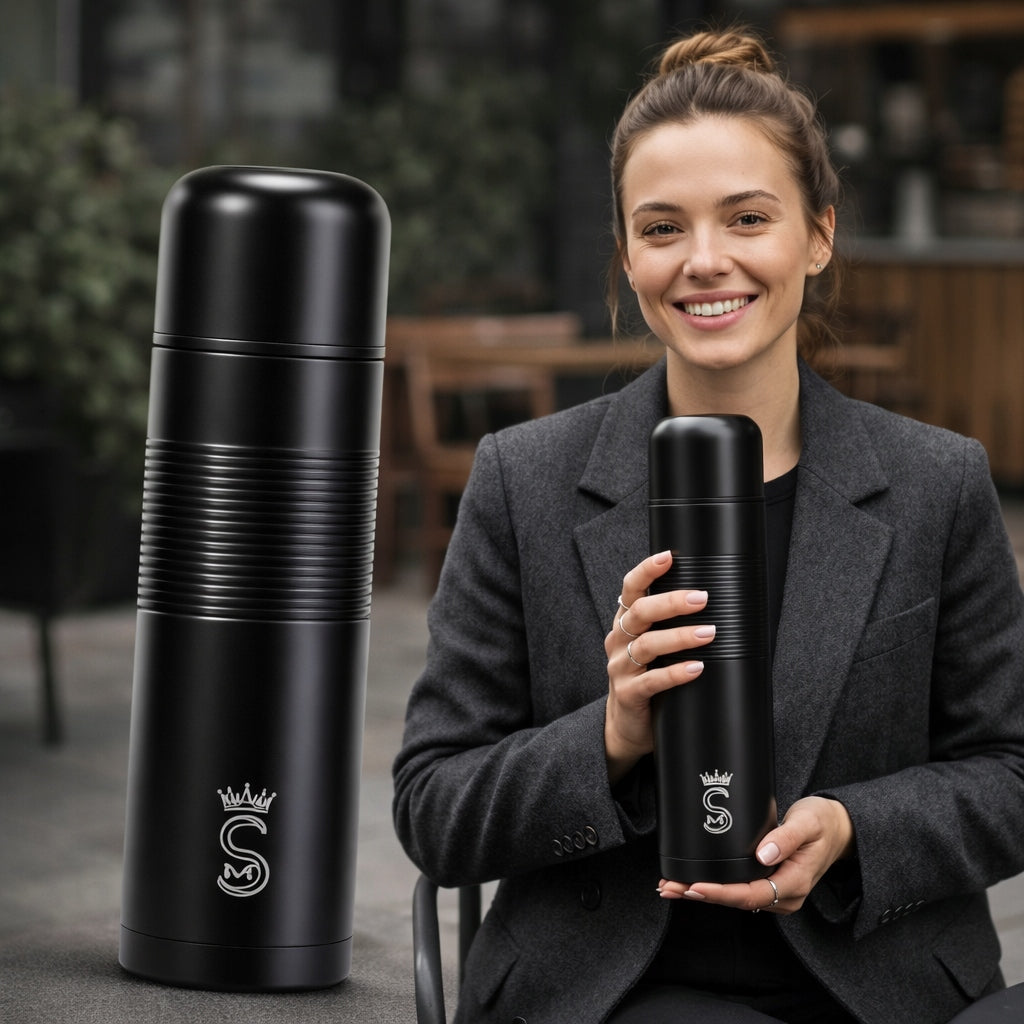 Tourist vacuum thermos sealed large steel 1000 ml black Manufacturer code Termos turystyczny duży czarny