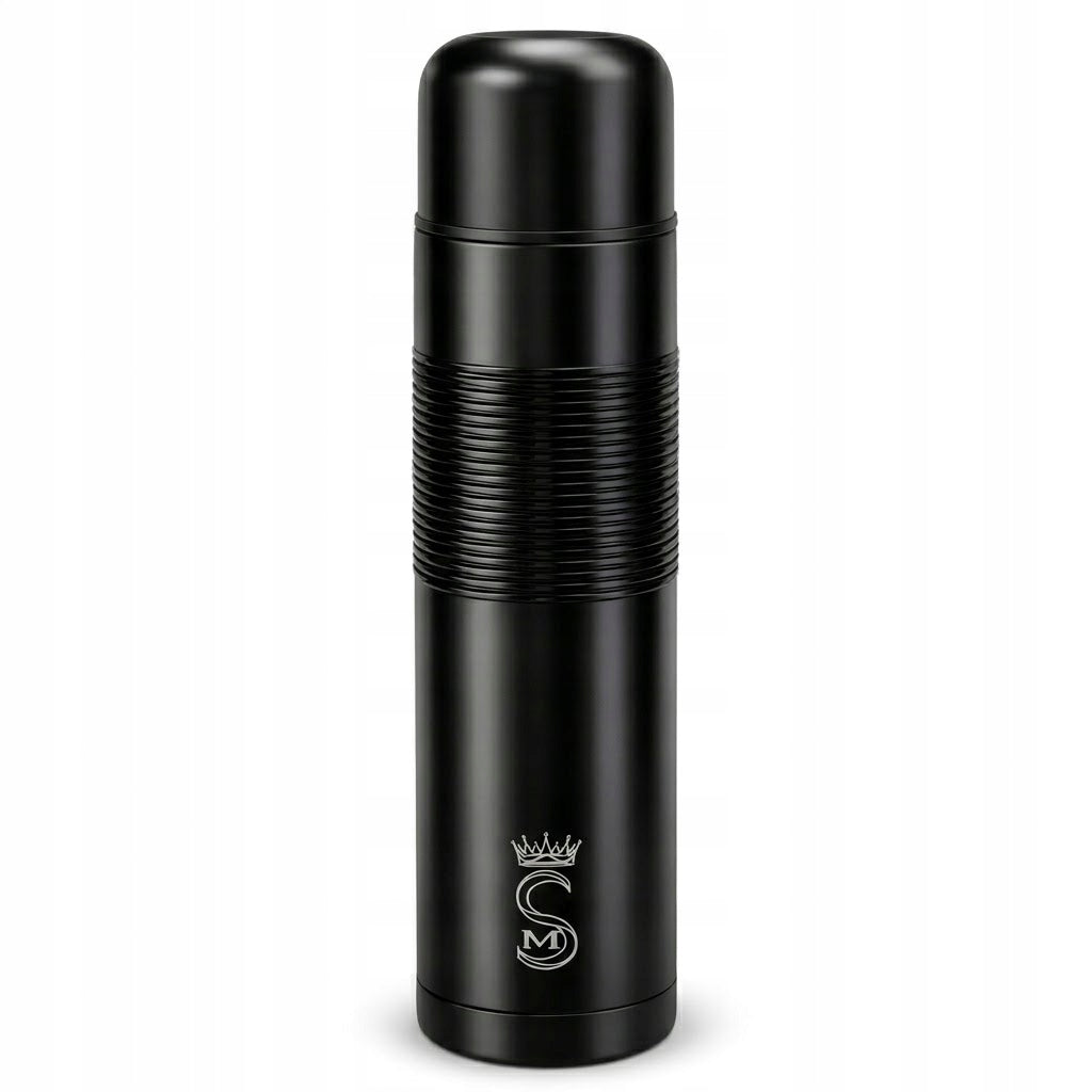 Tourist vacuum thermos sealed large steel 1000 ml black