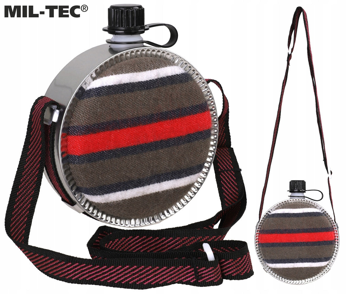 Tourist water canteen round MIL-TEC WESTERN 750ml water bottle on strap Color multicolor
