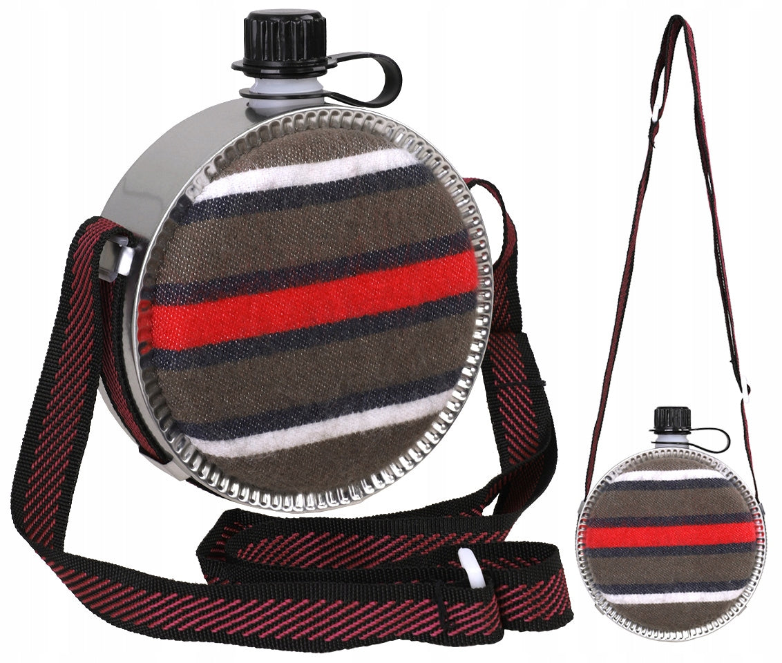 Tourist water canteen round MIL-TEC WESTERN 750ml water bottle on strap