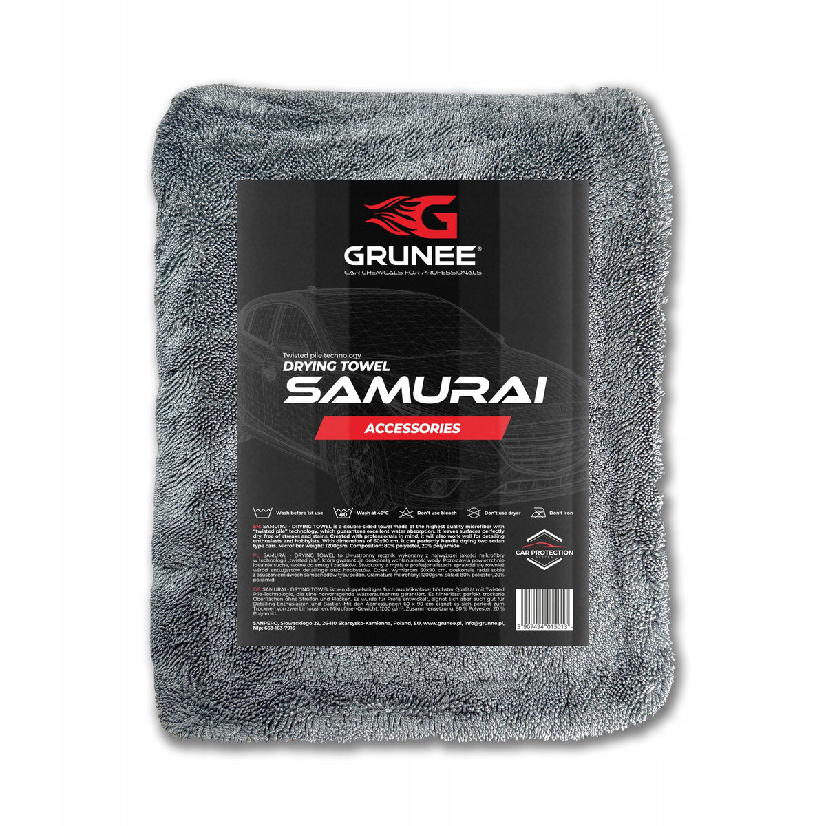 Towel for drying car SAMURAI 60x90cm 1200gsm opportunity! Manufacturer code 15013