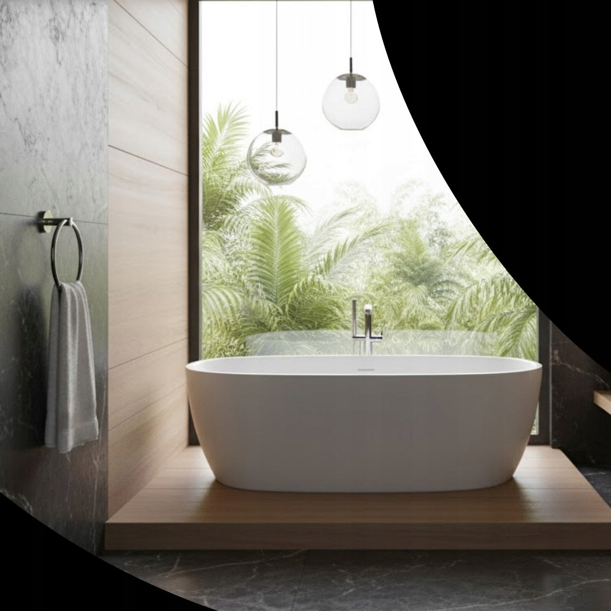 Towel holder hanger round bathroom gunmetal KIVO Brand Granitan