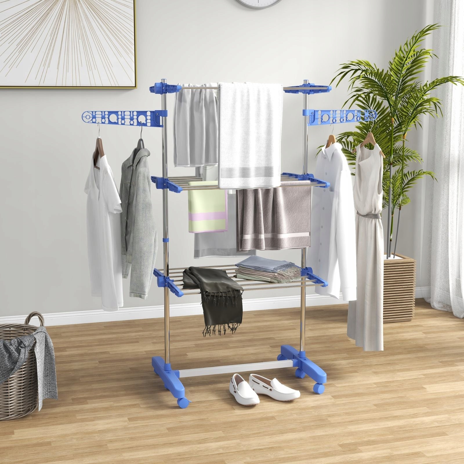 Tower clothes dryer blue, 3 levels, foldable on wheels Manufacturer code 4069317818070
