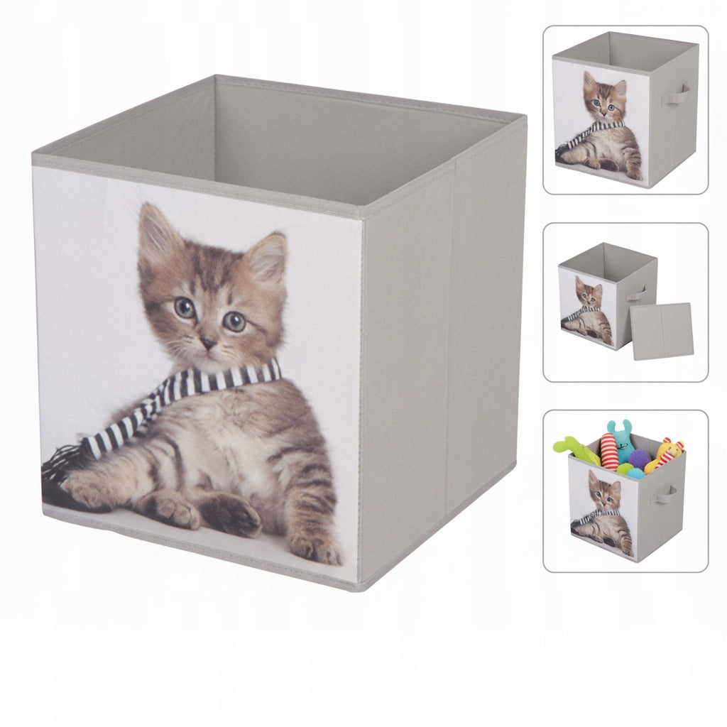 Toy Basket 20 L Textile Folding Cat Wardrobe Organizer for Kids