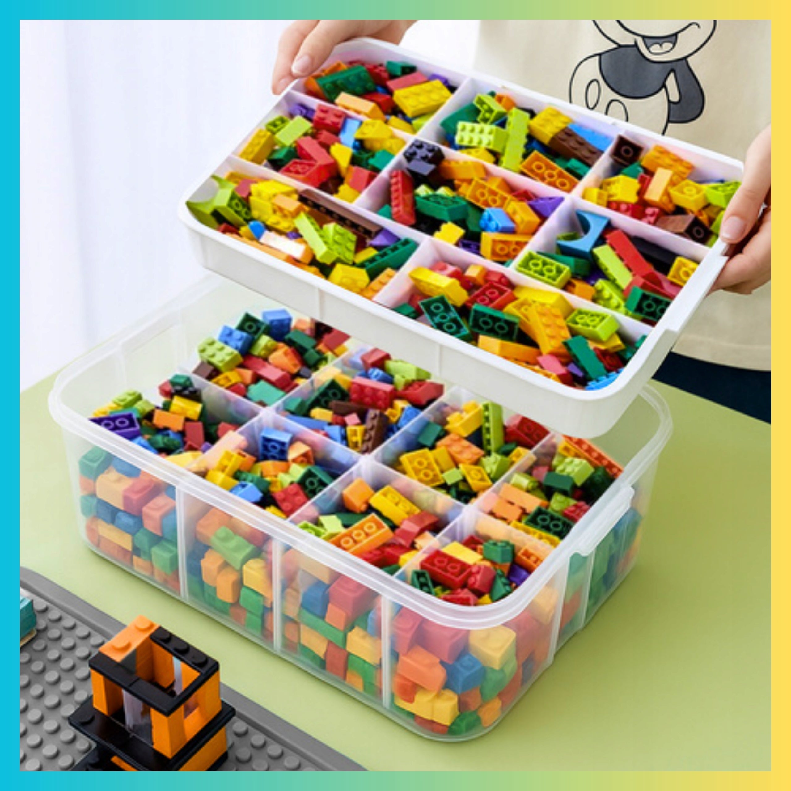 Toy Container Blocks Organizer 15l with Compartments Large 2 Storey Manufacturer code Pudełko na klocki 2 piętra