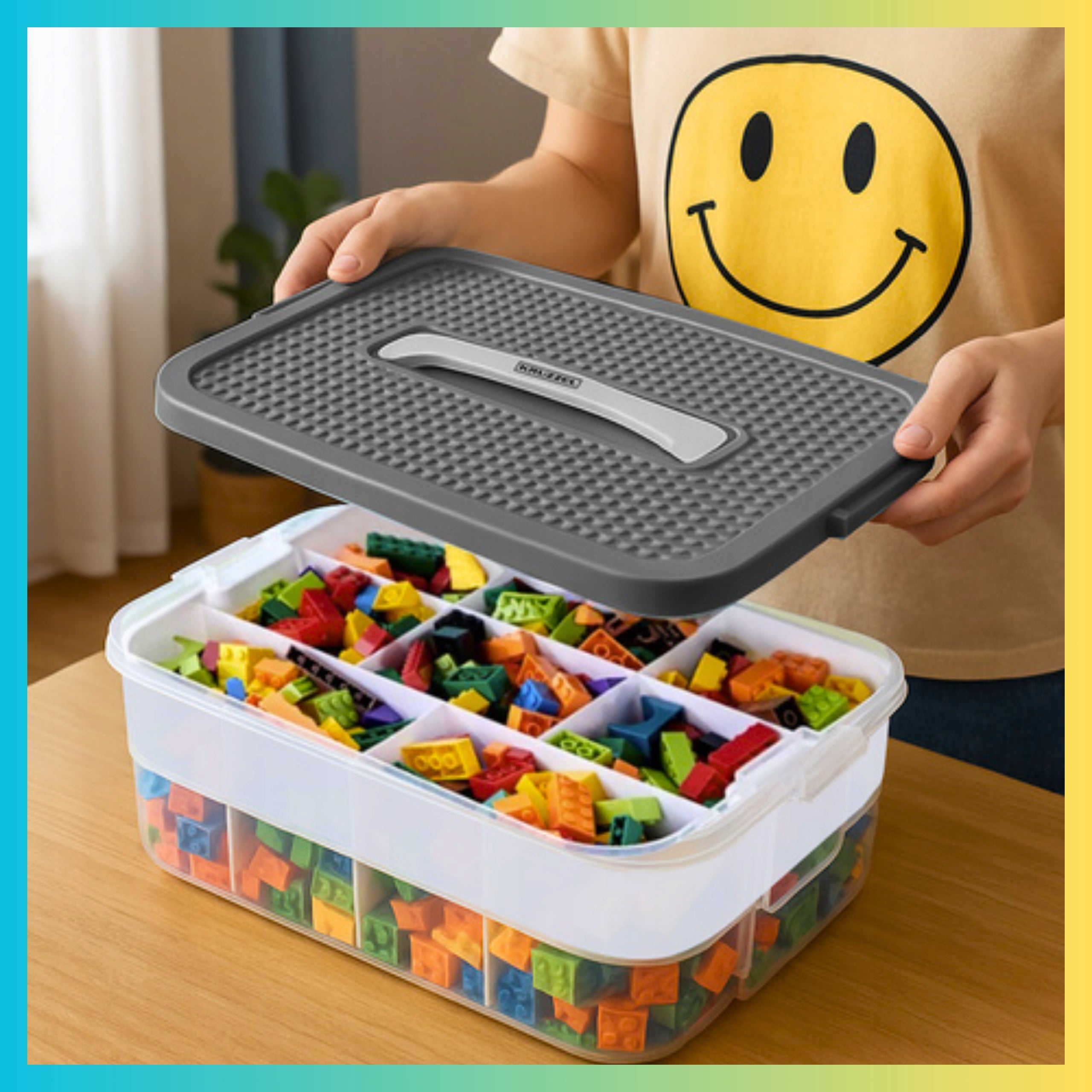 Toy Container Blocks Organizer 15l with Compartments Large 2 Storey Packaging status original