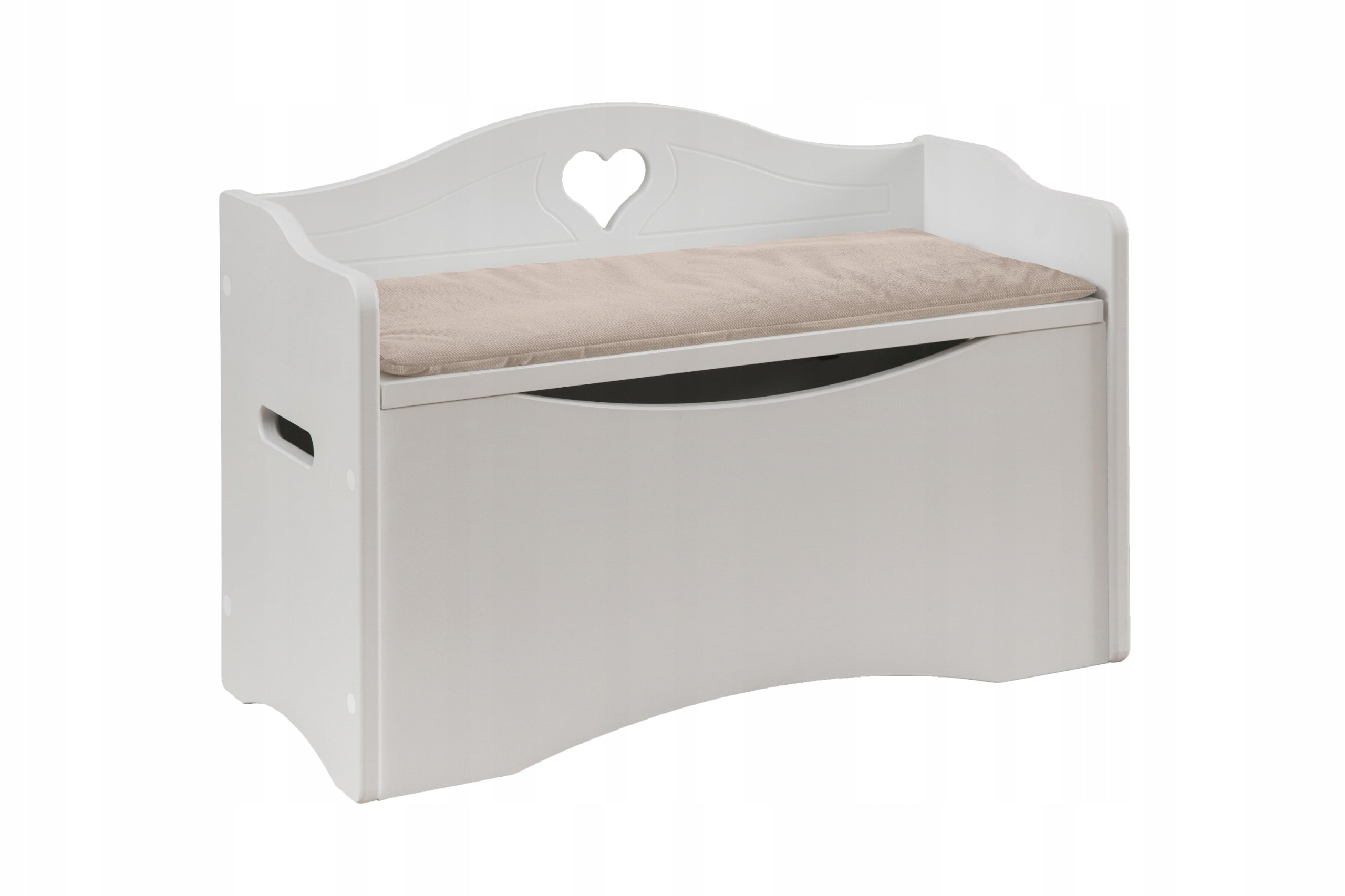 Toy chest container for children seat with pillow beige/ heart