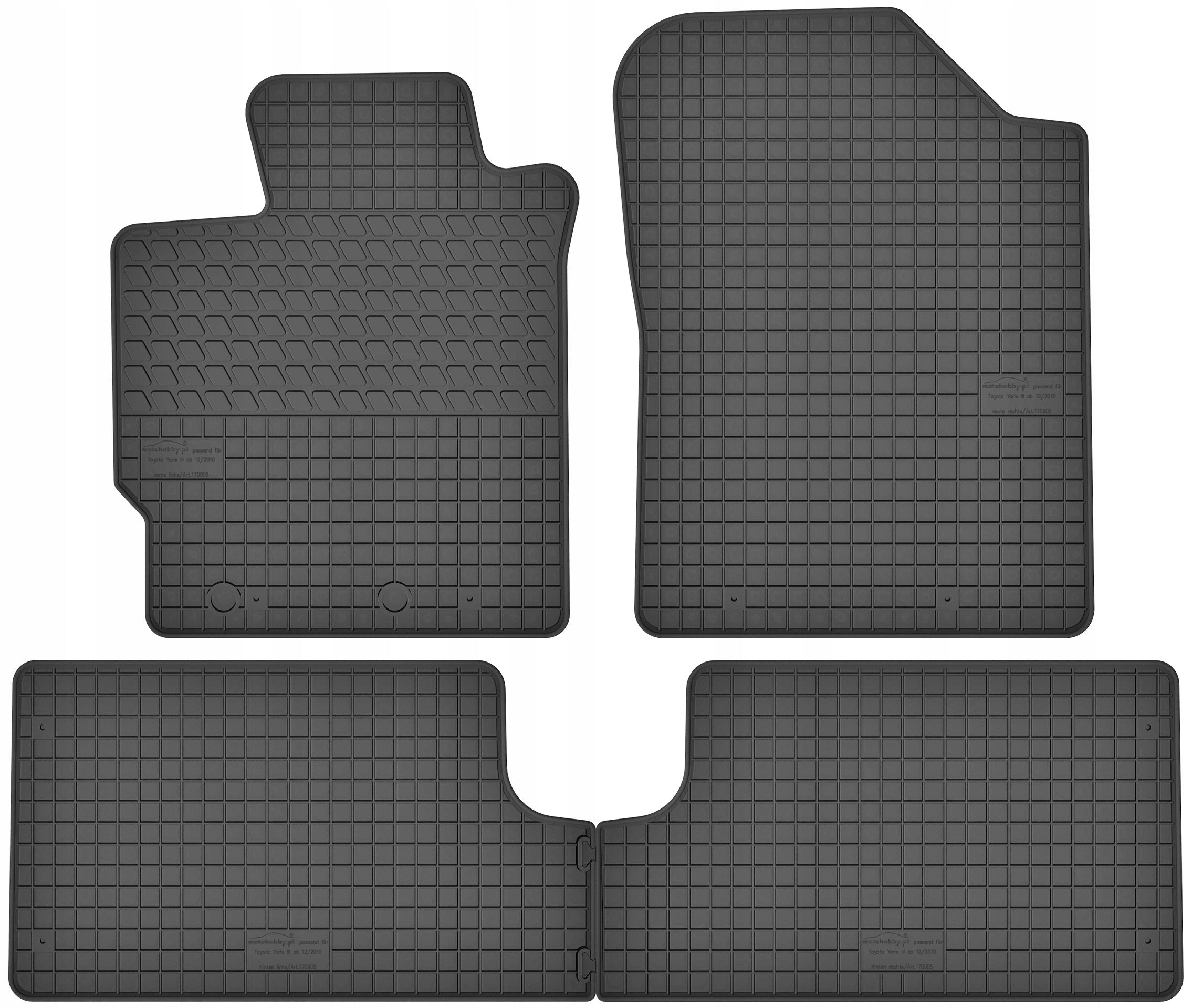 Toyota Yaris III RUBBER MATS DEDICATED TO THE CAR BLACK TO SIZE
