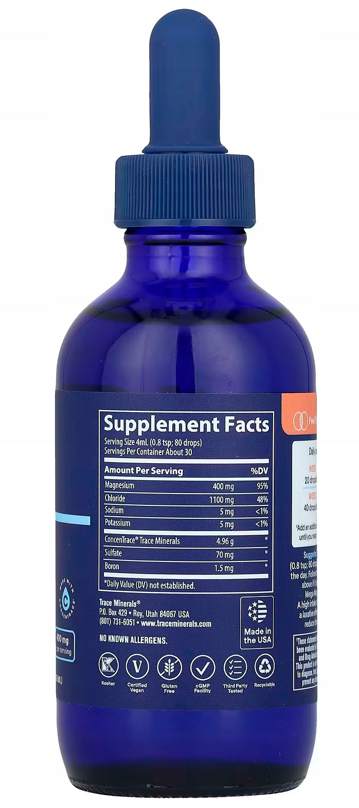 Trace Minerals Mega-Mag 400mg Ionic Magnesium with Minerals 118ml Drops Expiration date not specified