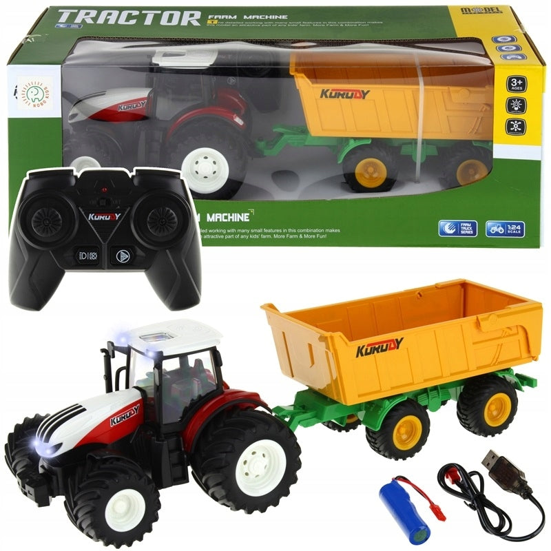 Tractor Vehicle Agricultural Machine with Trailer Remote Controlled RC Pilot