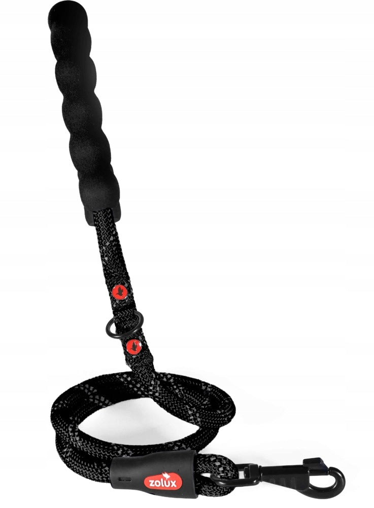 Traditional leash Zolux cord 3m 13mm black with reflective Manufacturer code 466882NOI