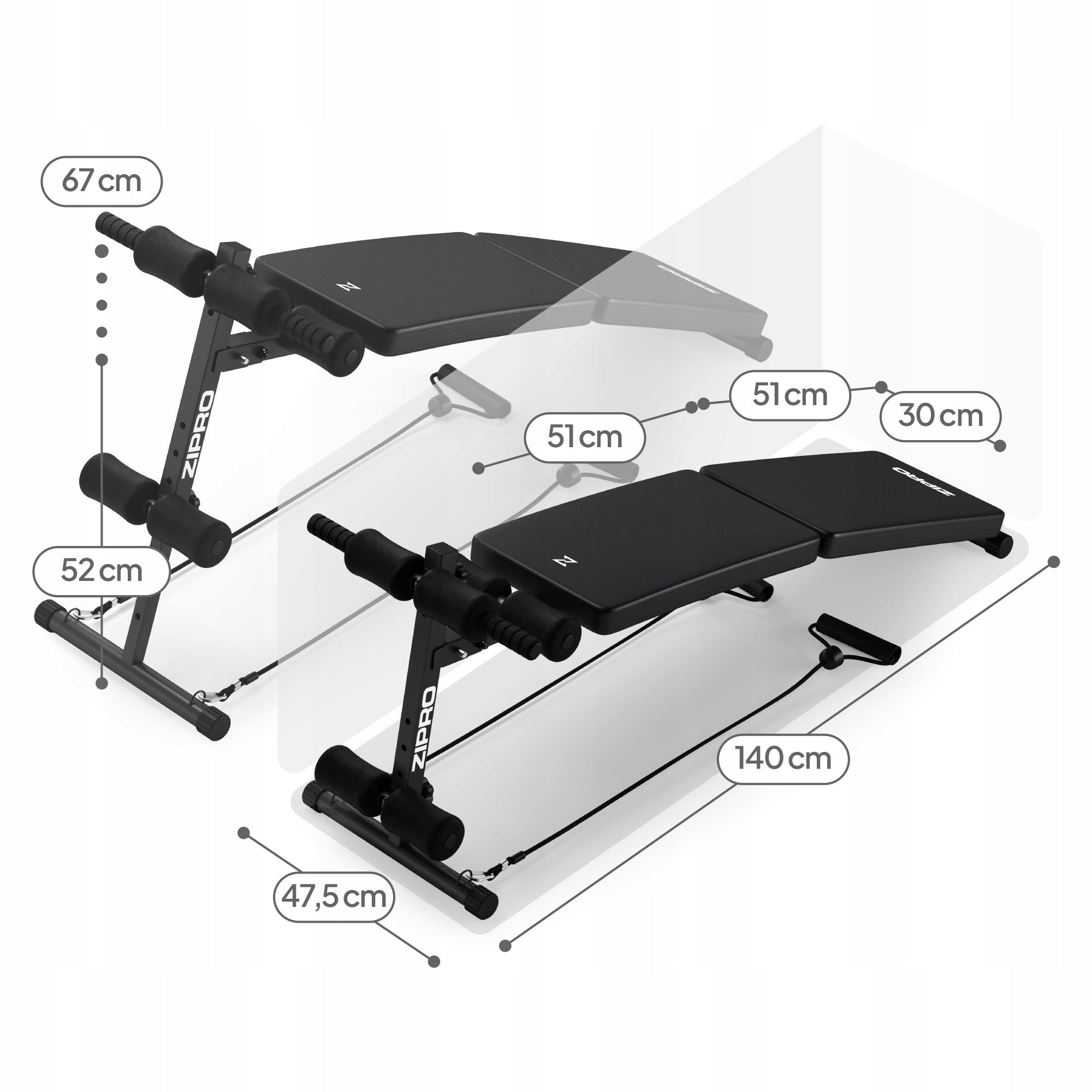 Training Bench for Abdominal Exercise Slant Bench Adjustable Zipro SixBox Kind oblique