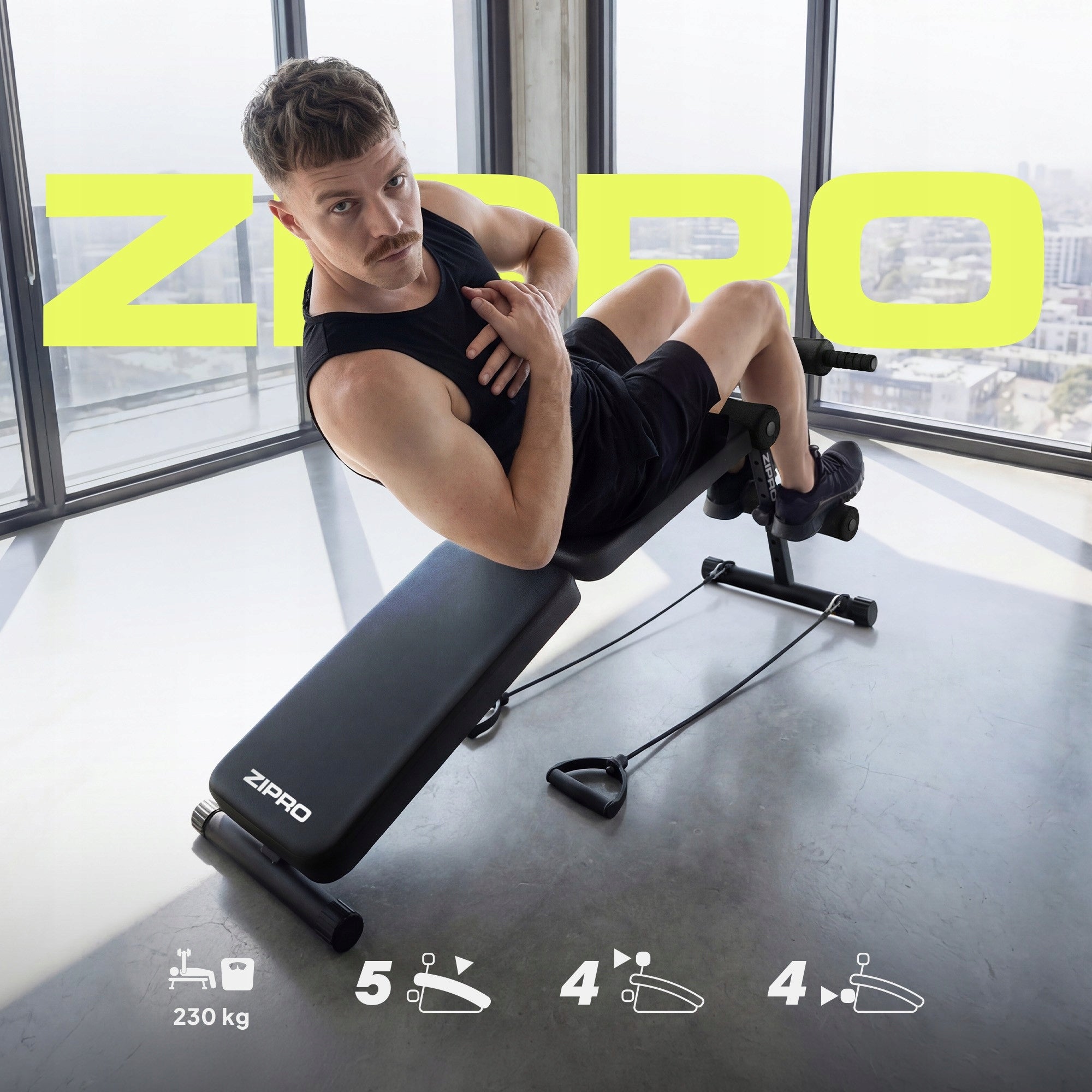 Training Bench for Abdominal Exercise Slant Bench Adjustable Zipro SixBox Manufacturer code 15790376