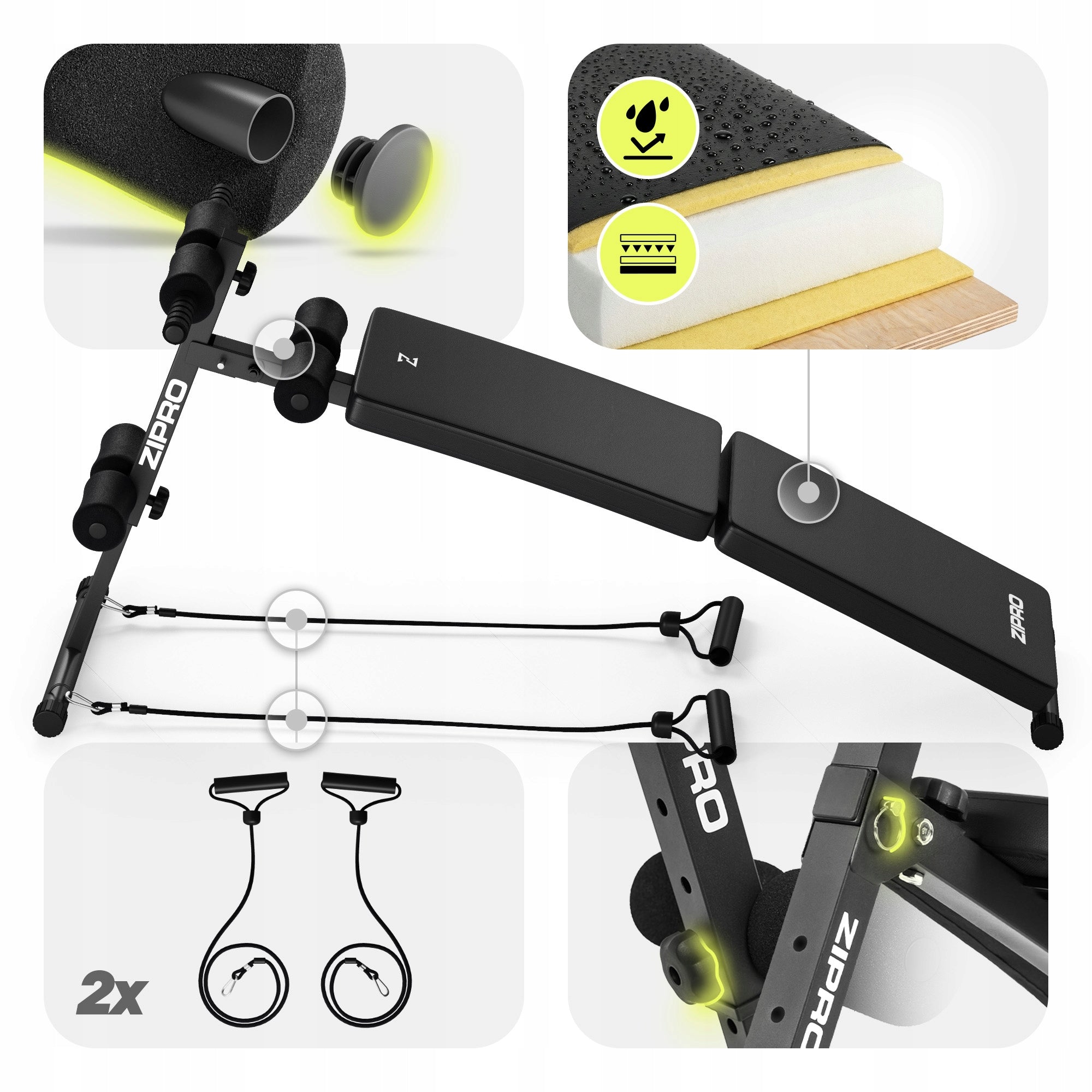 Training Bench for Abdominal Exercise Slant Bench Adjustable Zipro SixBox Maximum user weight 110 kg