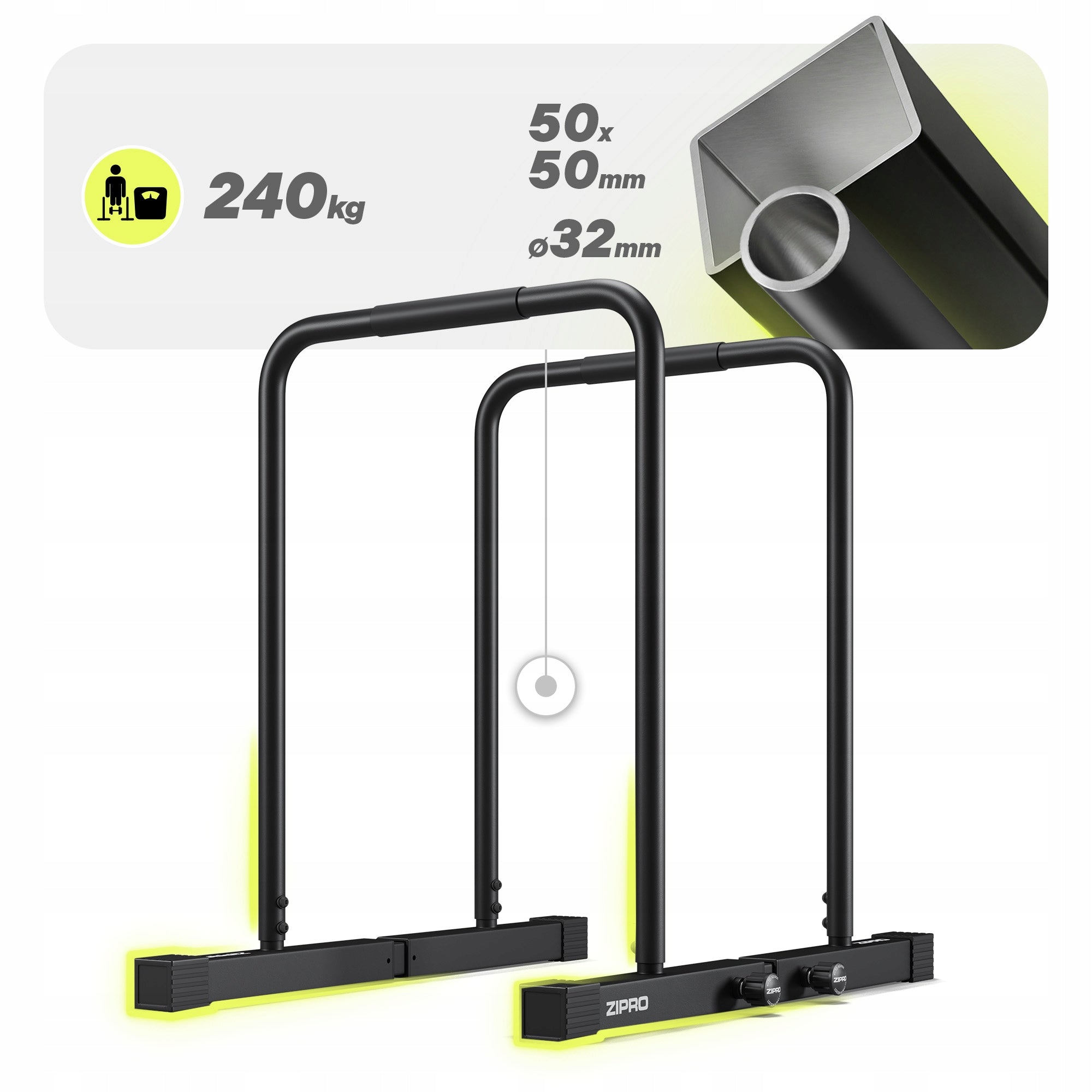 Training Handrails for dips and push-ups adjustable handles Zipro Deepdip Kind parallel bars