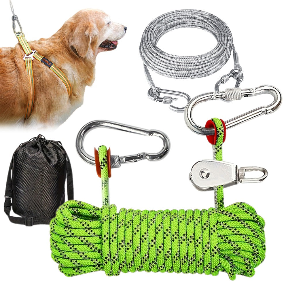 Training Lanyard 15.1m Dog Rope Strong Reflective With 360° Carabiner
