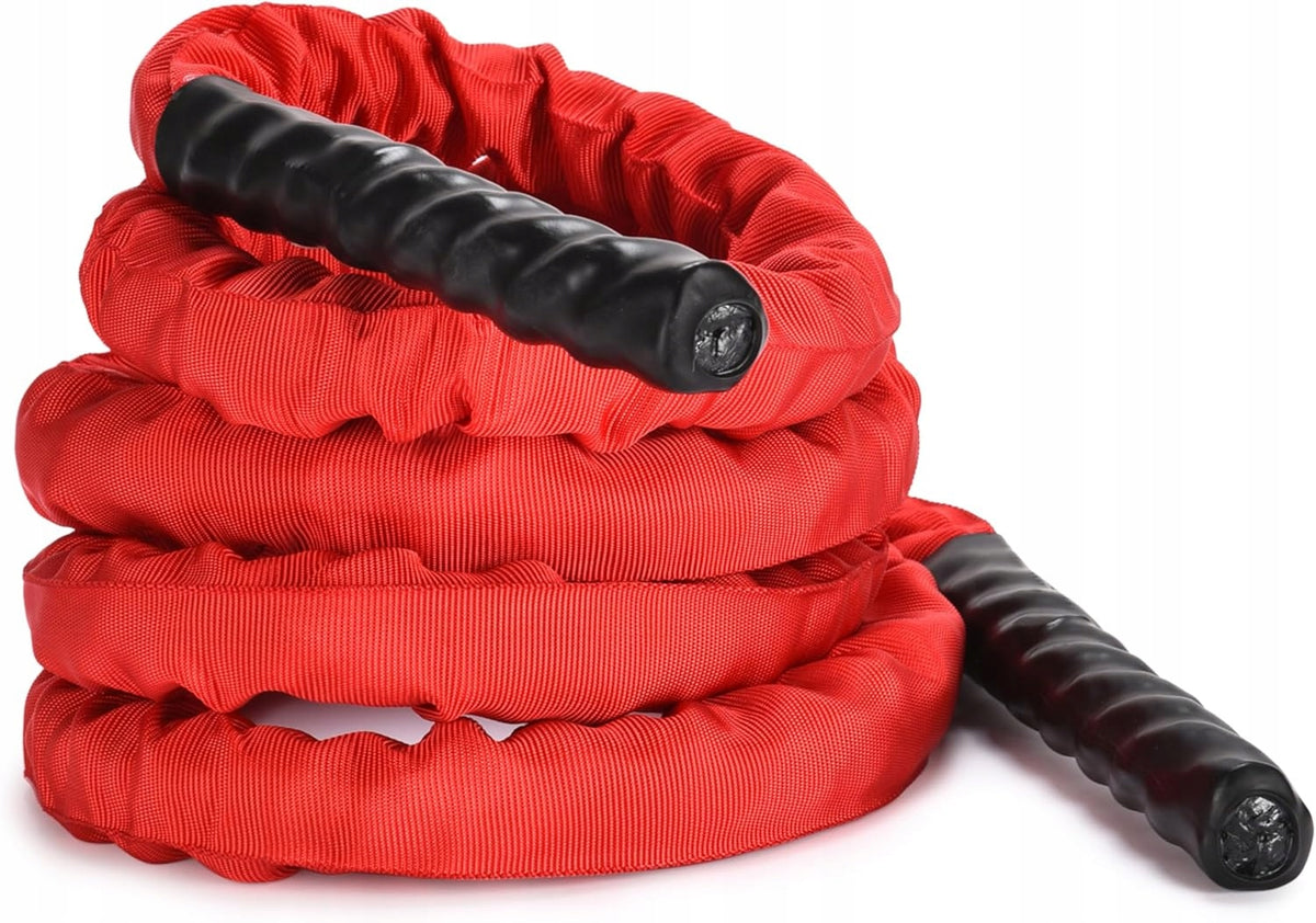 Training Rope Battle Rope POWRX 15m 38mm 12,7kg with Sleeve Cover red