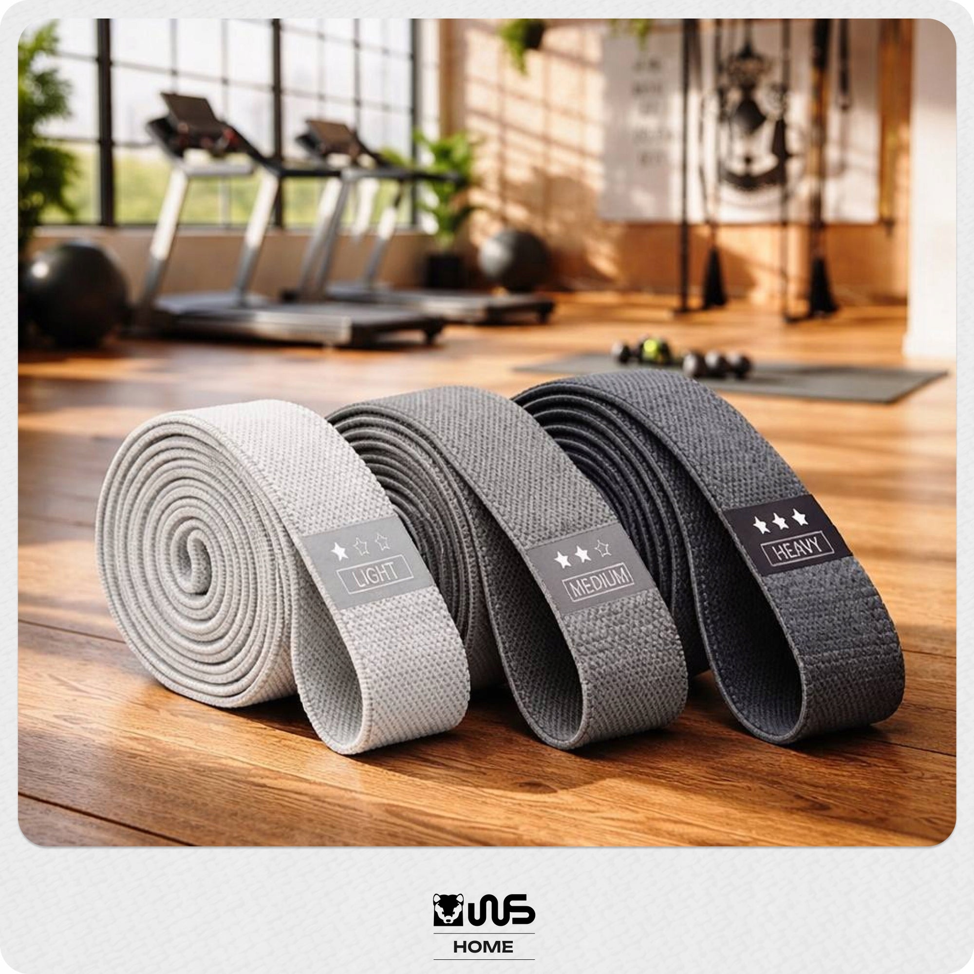 Training Rubbers Fitness Resistance Set of 3 Textile Gym Pilates Manufacturer code Zestaw Gum Oporowych Szare 3 Poziomy