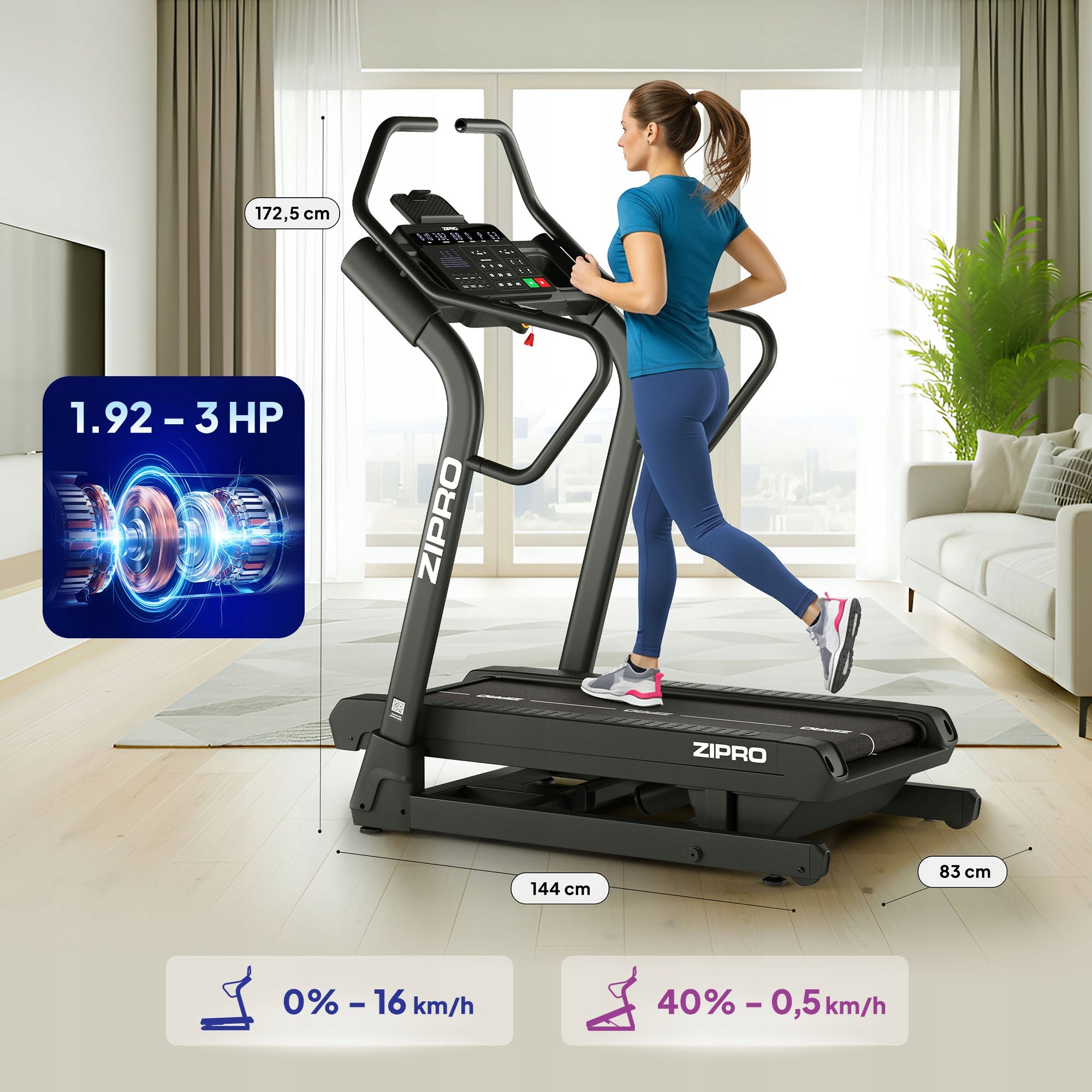 Training Treadmill Electric SLOPE 40% FOR CLIMBING Zipro Shred Manufacturer code 15250854