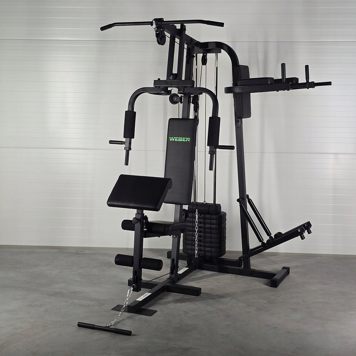 Training atlas for exercise home gym Weber TF-7002 + stepper Functions training frame preacher curl bench leg press dip station butterfly/chest fly station lower pulley upper pulley