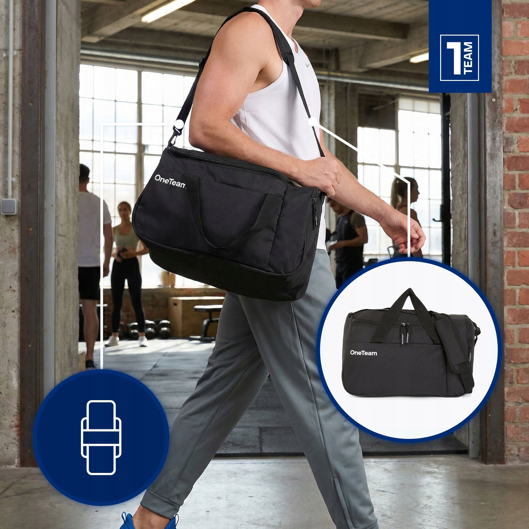 Training bag OneTeam Passa 26 l black SPARE HANDY FUNCTIONAL Model Passa